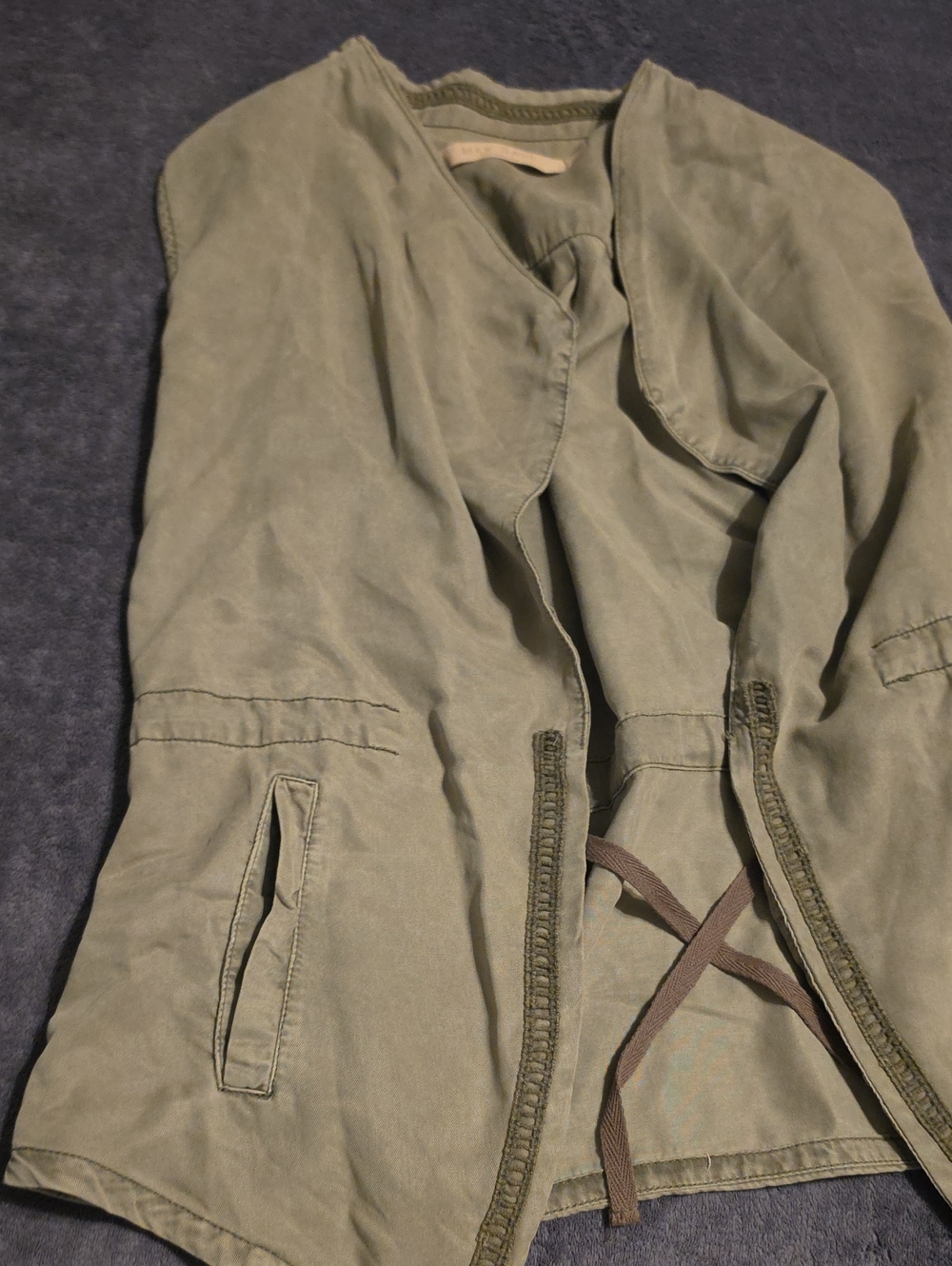 Max Jeans Olive Utility Jacket — Drawstring Waist